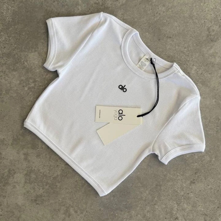 Alo Yoga Crop T-Shirt White görsel 2